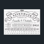 Punch Card Vintage Ticket Banner Save the Date<br><div class="desc">Inspired by train and transportation tickets from the early 1900s, this wedding save the date card is a fun and unique way to encourage guests to mark their calendars for your big day! Day, Month and Date sections can be 'punched-out' with a standard hole punch. Customise with your names and...</div>