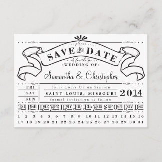 Punch Card Vintage Ticket Banner Save the Date