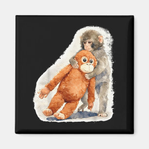 Punch Cute Baby Monkey Orangutan Stuffed Toy Magnet