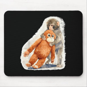 Punch Cute Baby Monkey Orangutan Stuffed Toy Mouse Pad