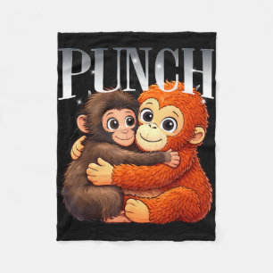 Punch cute hugging baby monkeys cartoon art fleece blanket