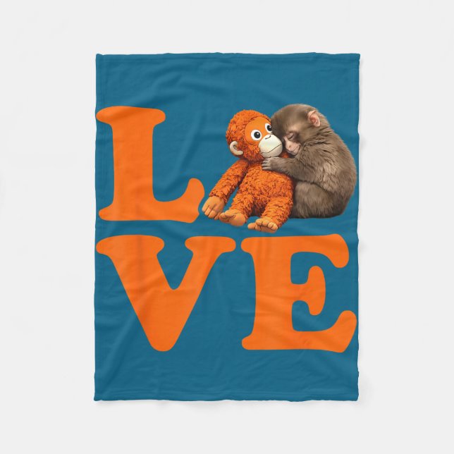 Punch cute monkey  fleece blanket (Front)
