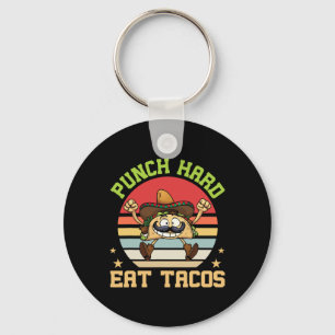 Punch Hard Eat Tacos Funny Tacos Food Lover  Key Ring