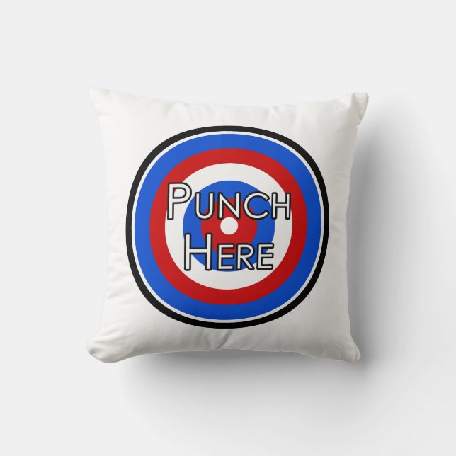"Punch Here" Pillow (Front)
