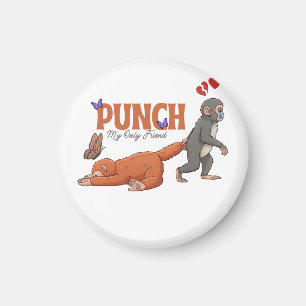Punch‑kun & Plush Monkey – Kawaii for Kids Magnet