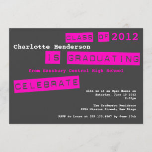 Punch label pink graduation class of invitation