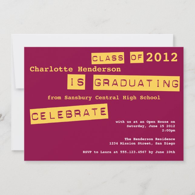 Punch label red graduation class of invitation (Front)