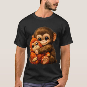 Punch Monkey Cuddling Teddy Viral Meme T-Shirt
