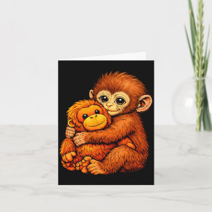 Punch monkey cute baby funny animal card