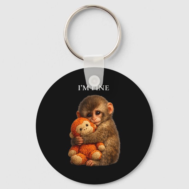 Punch monkey cute baby funny animal  key ring (Front)