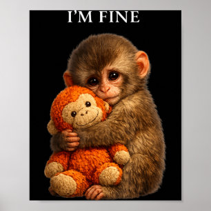 Punch monkey cute baby funny animal  poster