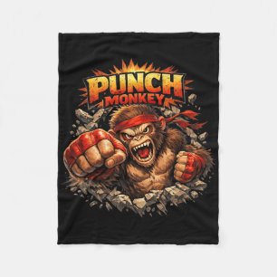 Punch Monkey Design Funny Aggressive Monkey Fighte Fleece Blanket