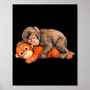 Punch monkey plush cute baby monkey with plushie poster