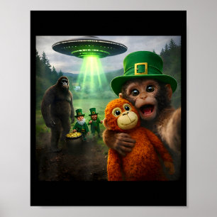 Punch monkey selfie with bigfoot leprechaun ufo st poster