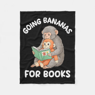 Punch monkey with book funny national reading fleece blanket