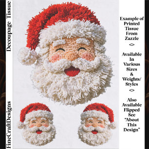 Punch Needle & Crochet Santa Faces ER6L Decoupage Tissue Paper