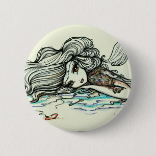 Punch of Colour Mermaid Map Tattoo Fairy Fantasy 6 Cm Round Badge