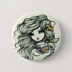 Punch of Colour Tattoo Girl Fairy Fantasy 6 Cm Round Badge