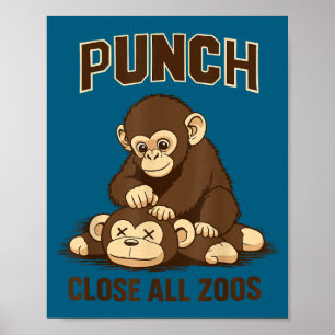 Punch the baby monkey japan funny meme poster