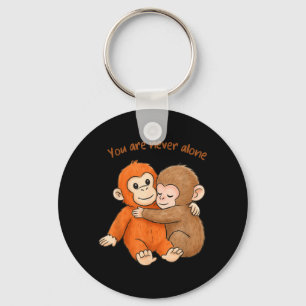 Punch The Cute Baby Monkey Hugging You are Alone Key Ring