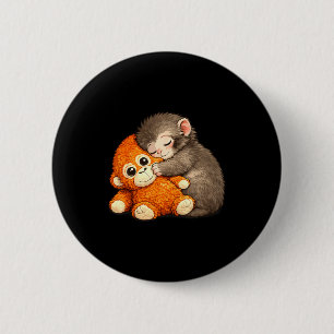 Punch the monkey cuddling stuffed animal meme 6 cm round badge