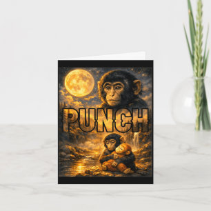 Punch the monkey cuddling stuffed animal meme card