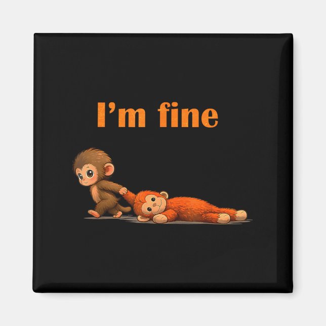 Punch the monkey cuddling stuffed animal meme magnet (Front)