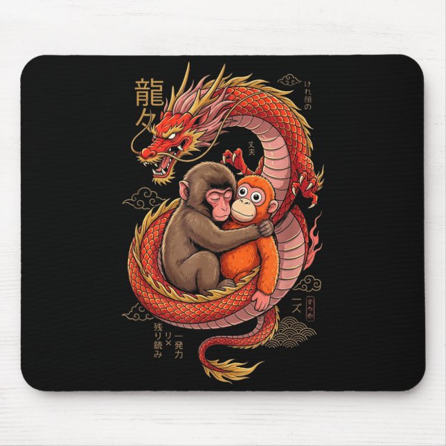 Punch the monkey cuddling stuffed animal meme mouse pad (Front)