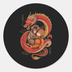 Punch the monkey japanese aesthetic dragon tokyo classic round sticker