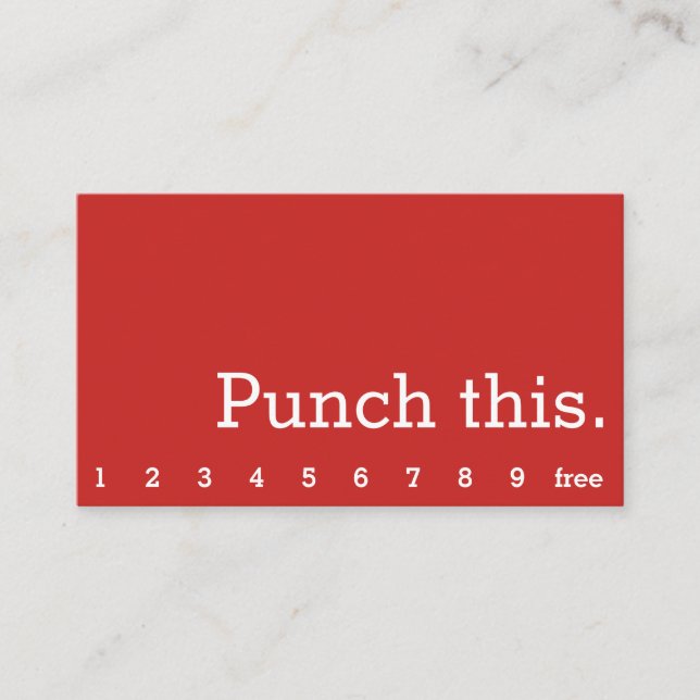 Punch This Simple Dark Loyalty Coffee Punch-Card Card (Front)