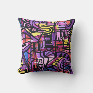 Punchbowl-Bold Colourful Hand Painted Abstract Art Cushion