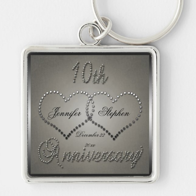 Punched Tin 10 Year Anniversary Key Ring (Front)