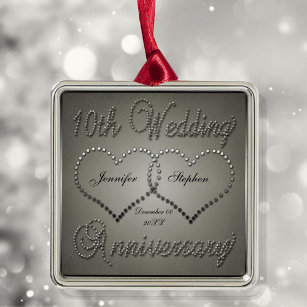 Punched Tin 10 Year Anniversary Square Ornament