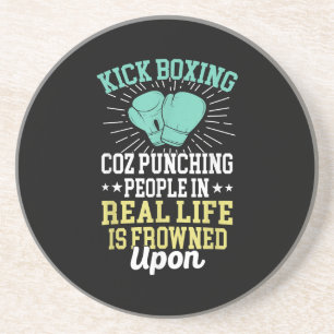 Punching People Is Frowned Upon Funny Sarcastic Ki Coaster