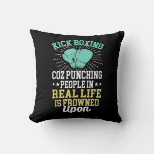 Punching People Is Frowned Upon Funny Sarcastic Ki Cushion