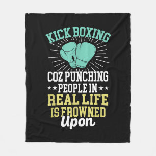Punching People Is Frowned Upon Funny Sarcastic Ki Fleece Blanket