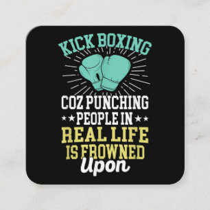 Punching People Is Frowned Upon Funny Sarcastic Ki Square Business Card