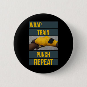 Punchy Graphics Wrap Train Punch Repeat, Boxing Ki 6 Cm Round Badge