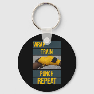 Punchy Graphics Wrap Train Punch Repeat, Boxing Ki Key Ring