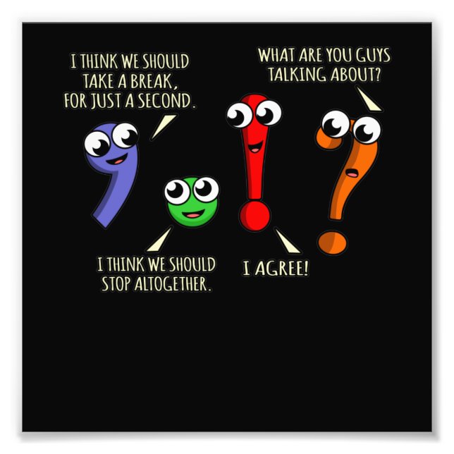 Punctuation Marks English Language Teacher Student Photo Print (Front)