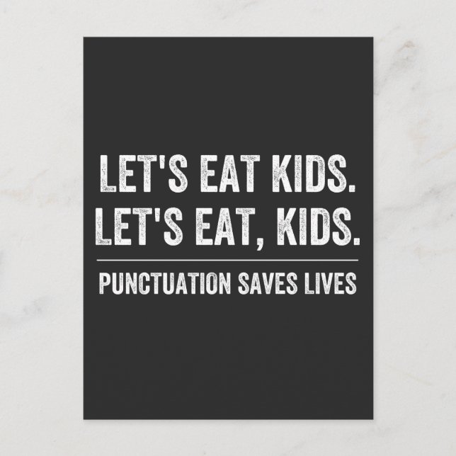 Punctuation Saves Lives Holiday Postcard (Front)