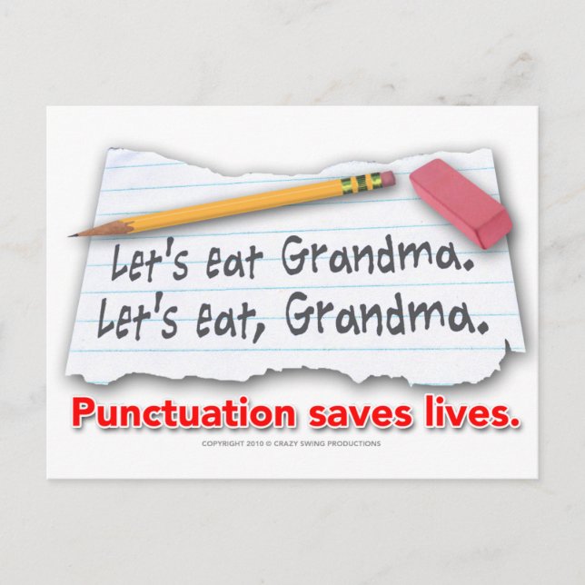 Punctuation Saves Lives Postcard (Front)