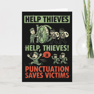 Punctuation Saves Victims Funny Grammar English Te Card
