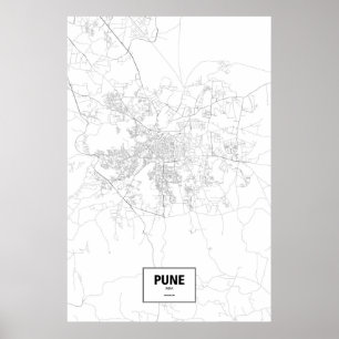 Pune, India (black on white) Poster