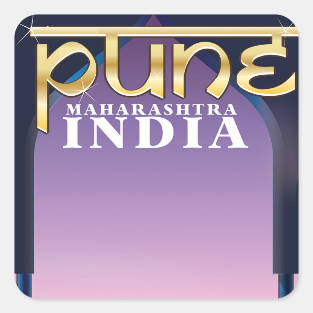 Pune, Maharashtra India vacation poster Square Sticker (Front)