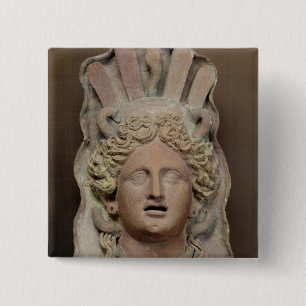 Punic mask representing Demeter 15 Cm Square Badge