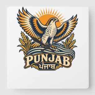 Punjab Baaz Crest • The Indian Heritage Emblem Square Wall Clock