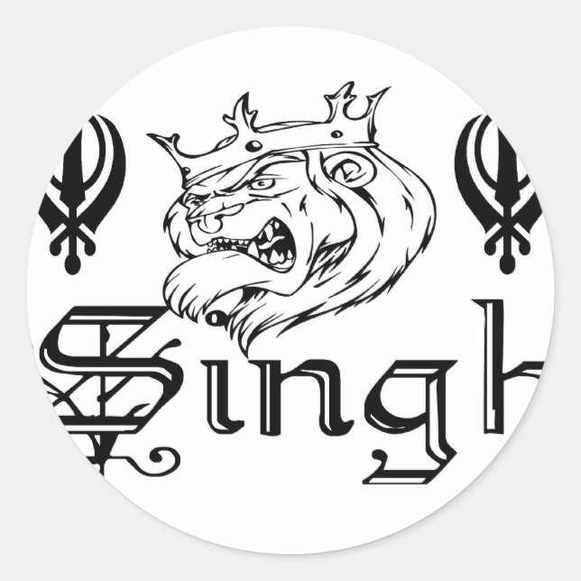 Punjabi Khanda Sikh Khalsa Merchandise Classic Round Sticker (Front)
