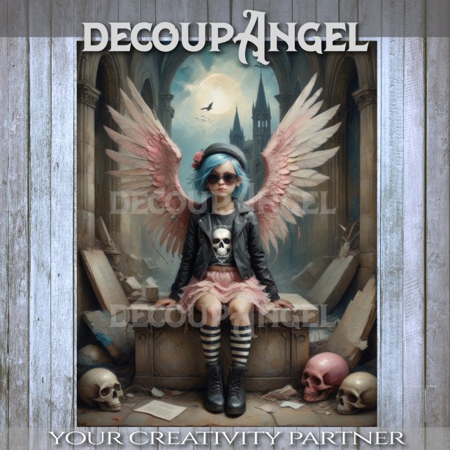 Punk Angel in Stripes Decoupage Tissue Paper (Creator Uploaded)