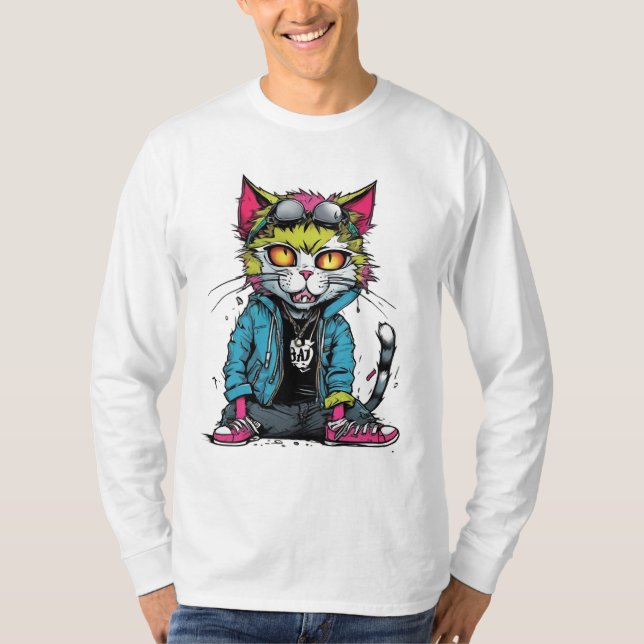Punk Bad Cat T-Shirt (Front)